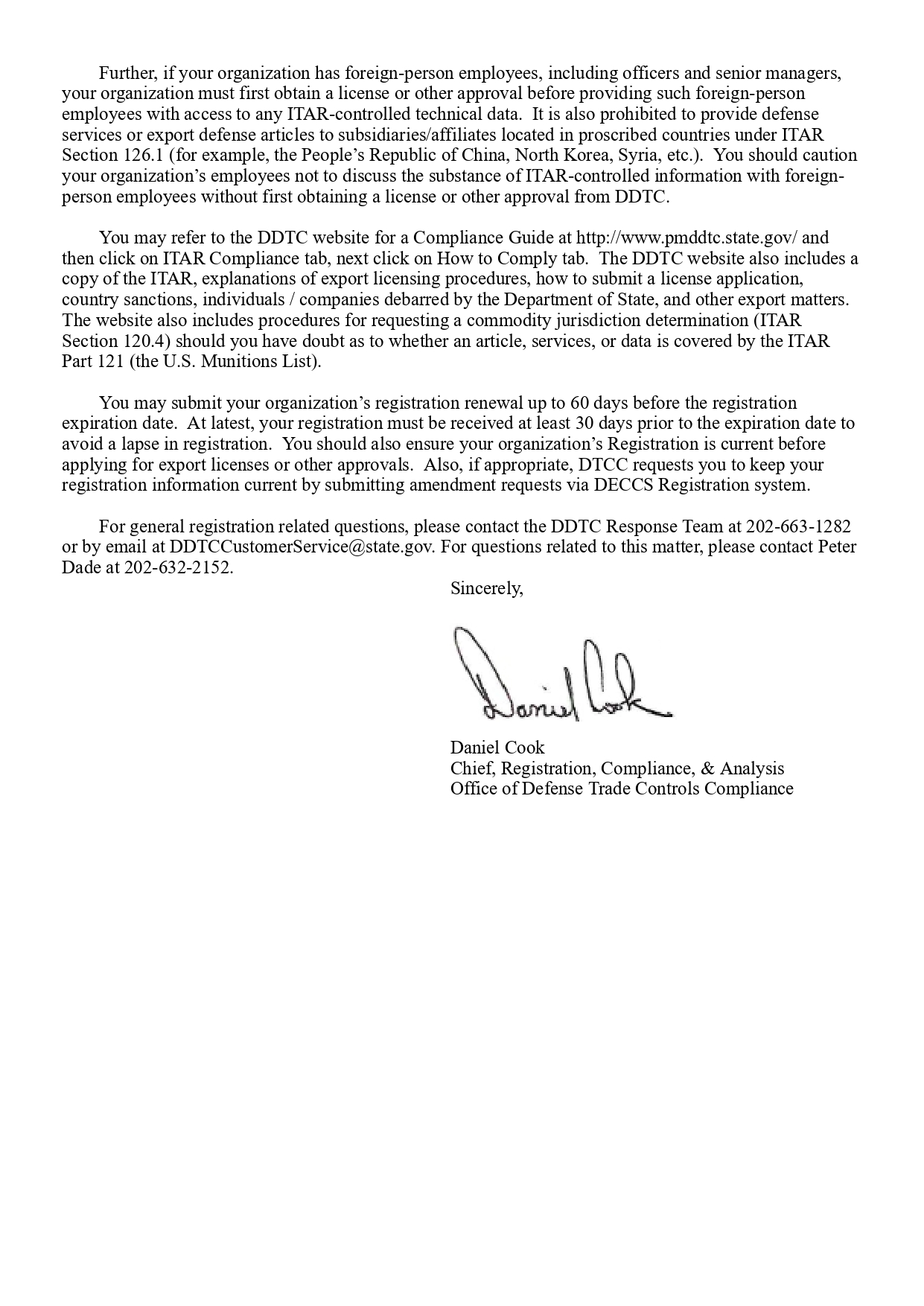 itar letter